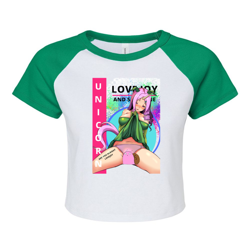 Pink Horn Anime  Unicorn Spread Leg Raglan Crop Top by cm-arts | Artistshot