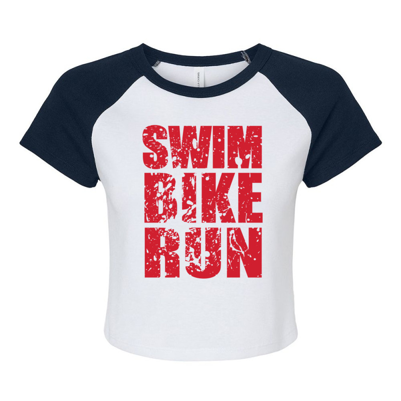 Swim Bike Run, Triathlon Raglan Crop Top by cm-arts | Artistshot