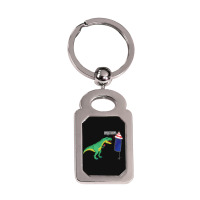 Damn Trex Short Hands Firecracker Funny Firework 4 Silver Rectangle Keychain | Artistshot