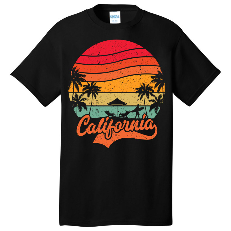 California Surfing Paradise, Summer Vacation Palm Basic T-shirt by T-shirts+ | Artistshot