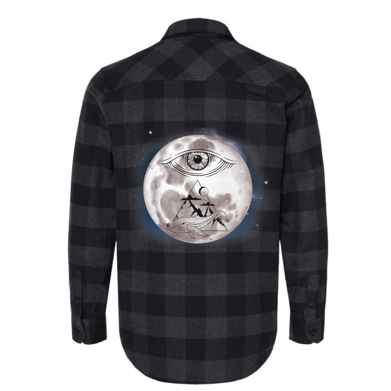 Celestial Eye Mystical Pyramid Whale Esoteric Moon Flannel Shirt | Artistshot