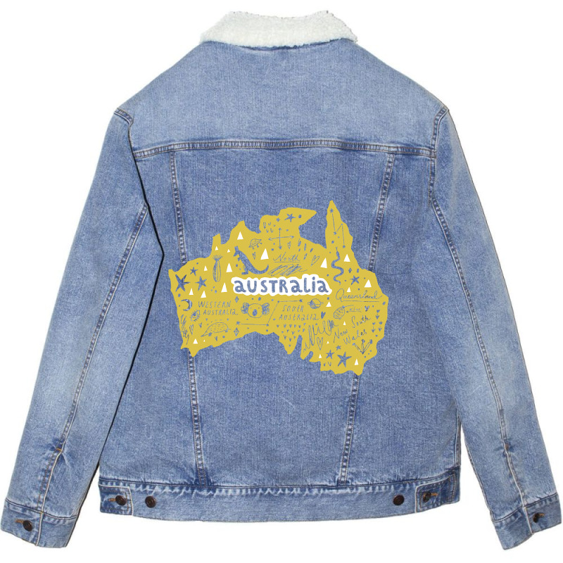 Australia Wales South West Country Map Kangaroo Is Unisex Sherpa-Lined Denim Jacket by NeirlLowry | Artistshot