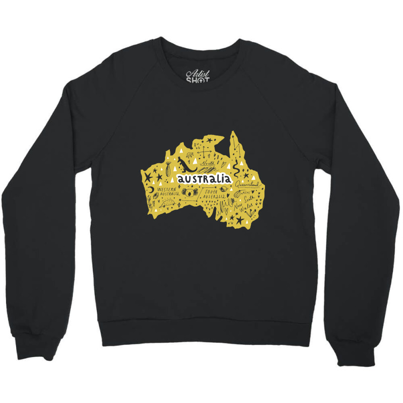 Australia Wales South West Country Map Kangaroo Is Crewneck Sweatshirt by NeirlLowry | Artistshot