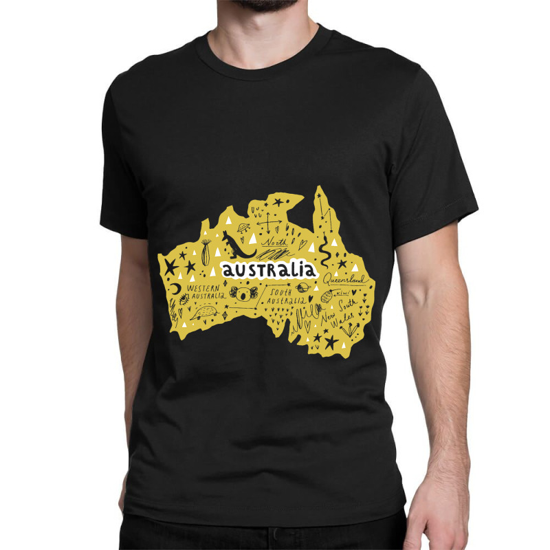 Australia Wales South West Country Map Kangaroo Is Classic T-shirt by NeirlLowry | Artistshot