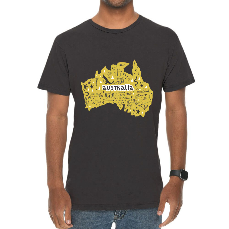 Australia Wales South West Country Map Kangaroo Is Vintage T-Shirt by NeirlLowry | Artistshot