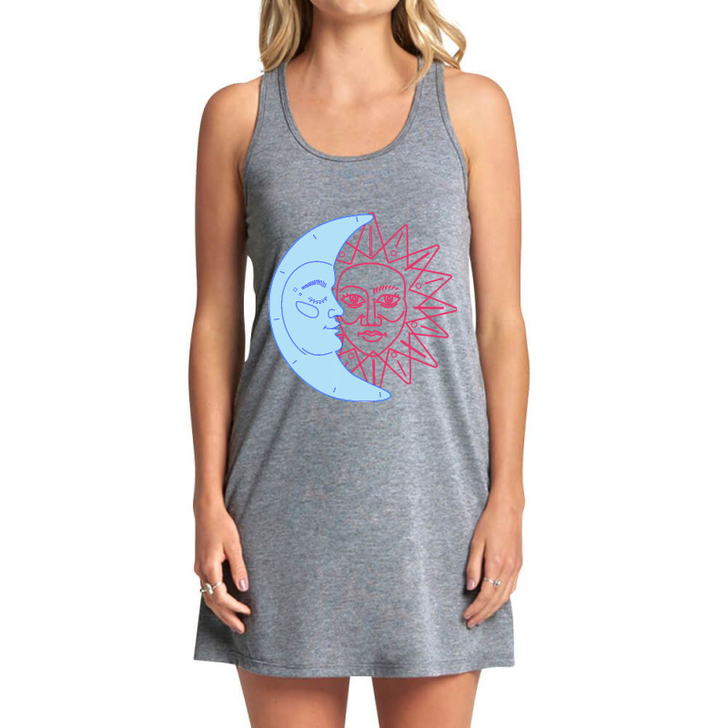 Celestial Moon Sun Line Art Minimal Artistic Aesth Tank Dress | Artistshot