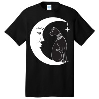 Celestial Mystical Black Cat Familiar Pagan Witchc Basic T-shirt | Artistshot