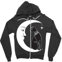 Celestial Mystical Black Cat Familiar Pagan Witchc Zipper Hoodie | Artistshot