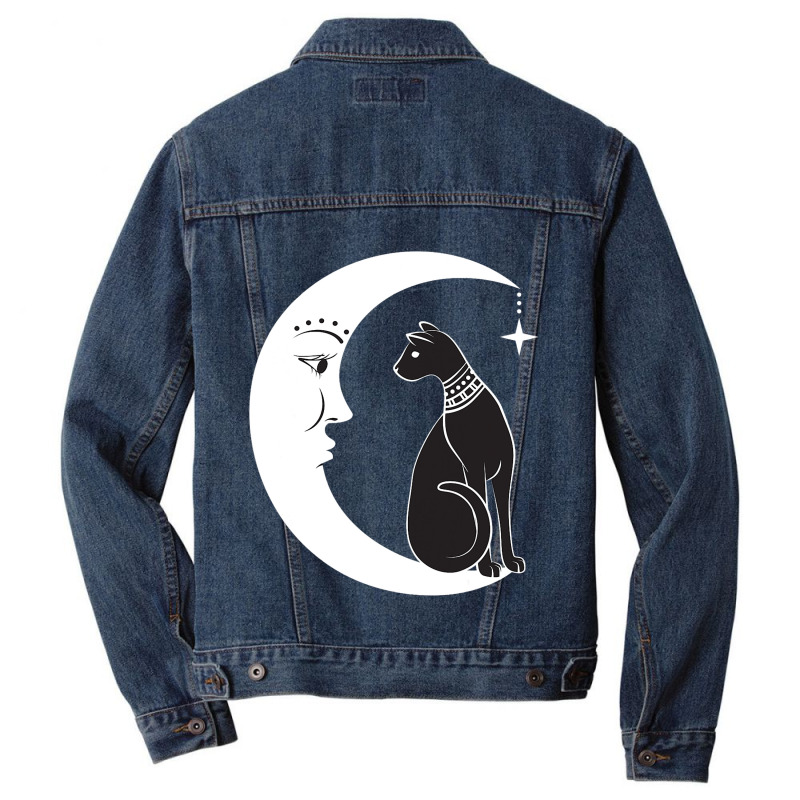 Celestial Mystical Black Cat Familiar Pagan Witchc Men Denim Jacket by BasiCali | Artistshot