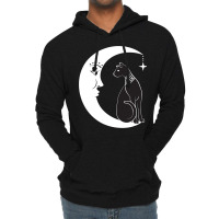 Celestial Mystical Black Cat Familiar Pagan Witchc Lightweight Hoodie | Artistshot