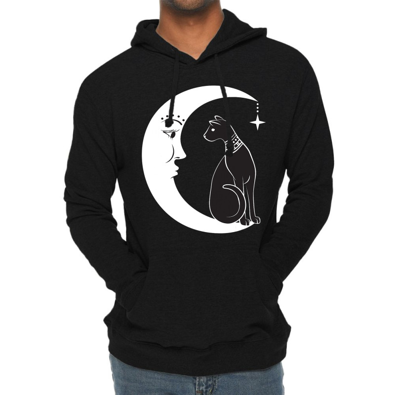 Celestial Mystical Black Cat Familiar Pagan Witchc Lightweight Hoodie by BasiCali | Artistshot