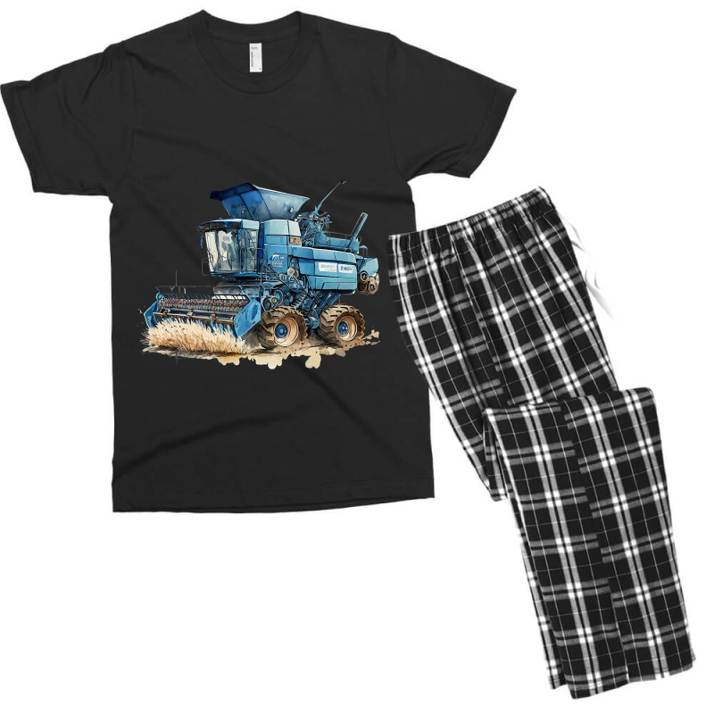 Blue Combine Harvester Farm Tractor Farmer Agricul Men's T-shirt Pajama Set by StevieDerry | Artistshot