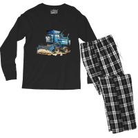 Blue Combine Harvester Farm Tractor Farmer Agricul Men's Long Sleeve Pajama Set | Artistshot