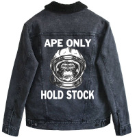 Ape Only Hold Stock Diamond Hands To The Moon Unisex Sherpa-lined Denim Jacket | Artistshot