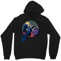 Blue Dirt Bike Rider Motorbike Racer Retro Sunset  Unisex Hoodie | Artistshot