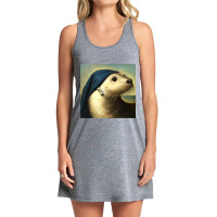 A Sea Otter With A Pearl Earring Vermeer Funny Art Tank Dress | Artistshot