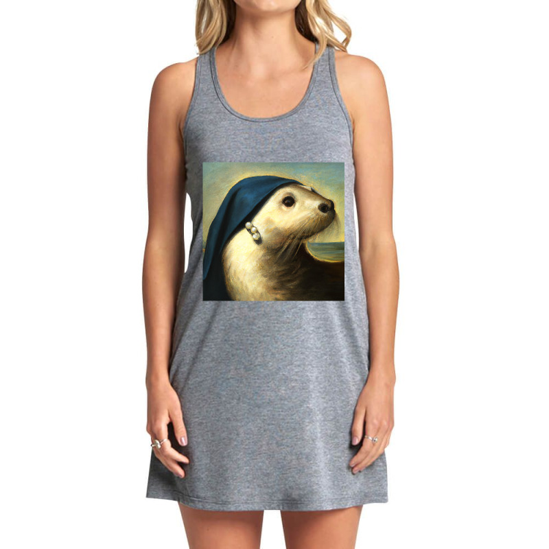 A Sea Otter With A Pearl Earring Vermeer Funny Art Tank Dress by JuditHanley | Artistshot