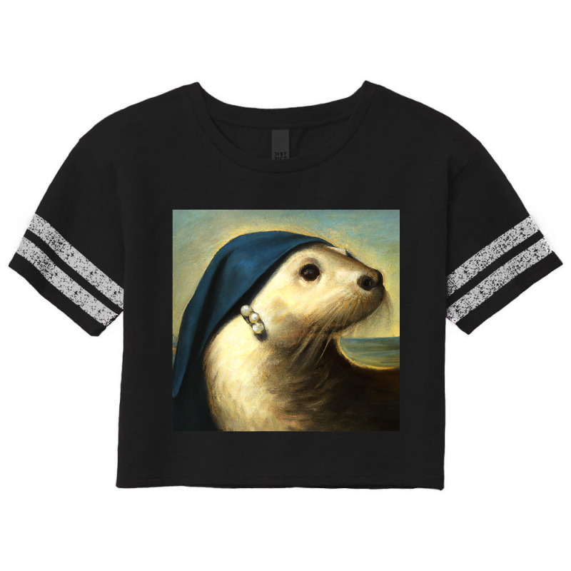 A Sea Otter With A Pearl Earring Vermeer Funny Art Scorecard Crop Tee by JuditHanley | Artistshot