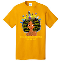 Childhood Cancer Awareness Warrior Black Princess Afro Kids 381 Basic T-shirt | Artistshot