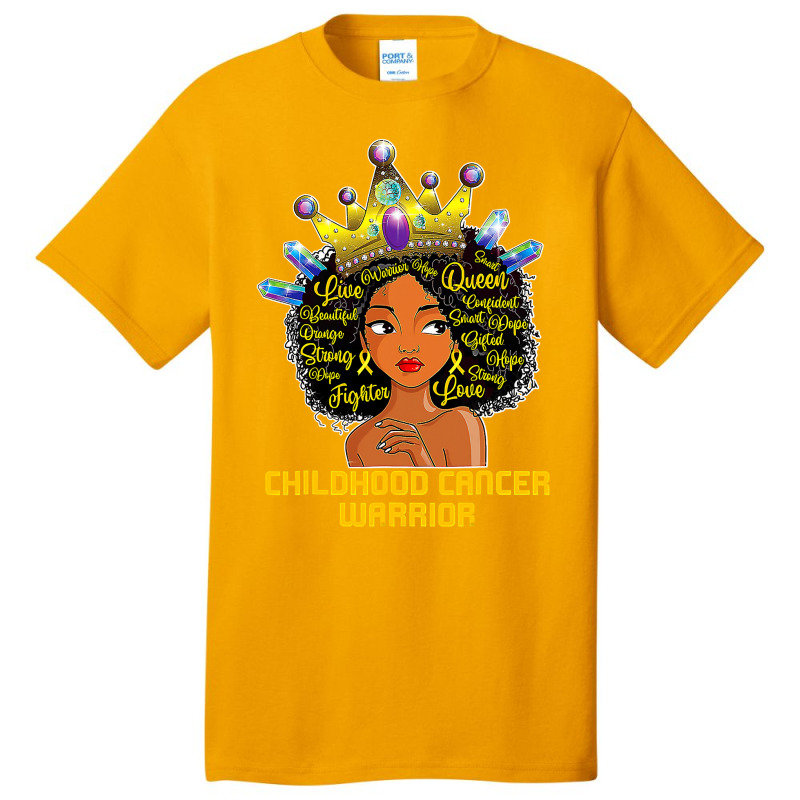 Childhood Cancer Awareness Warrior Black Princess Afro Kids 381 Basic T-shirt by peafowl | Artistshot