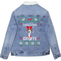 All I Want Christmas Is A Giraffe Reindeer Christm Unisex Sherpa-lined Denim Jacket | Artistshot