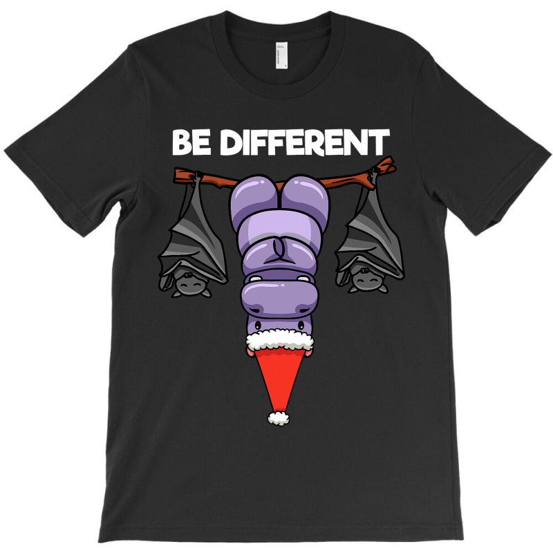 Be Different Hanging Santa Hippo With Sleeping Bat T-shirt | Artistshot