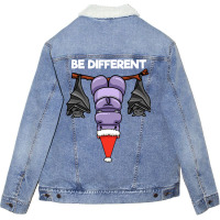 Be Different Hanging Santa Hippo With Sleeping Bat Unisex Sherpa-lined Denim Jacket | Artistshot