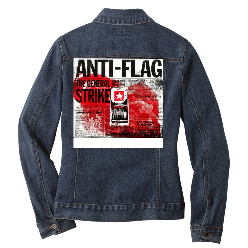 Anti Flag The General Strike Tour Dates 2022 Sukoharjo Ladies Denim Jacket by adnanbuyung | Artistshot