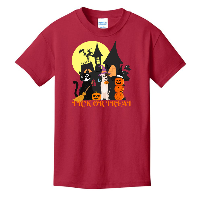 Funny Halloween Gift T  Shirt Lick Or Treat Funny Halloween Cat ,dog A Basic Youth T-shirt by dictateone | Artistshot