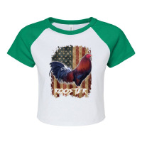 Rooster  Cock Fight Us Flag Raglan Crop Top | Artistshot