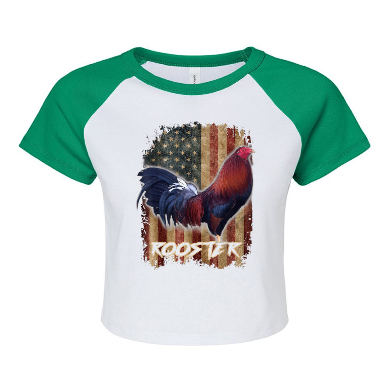 Rooster  Cock Fight Us Flag Raglan Crop Top by JohannaMay | Artistshot