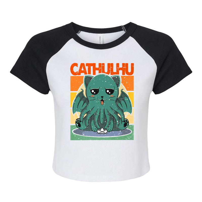 Cathulhu Cat Tentacle Large Old Cat Premium Raglan Crop Top by KENNETHLEETINSLEY | Artistshot