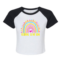 Read Teacher Rainbow Leopard Reading Is My Jam Raglan Crop Top | Artistshot