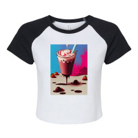 Strawberry Milkshake Raglan Crop Top | Artistshot