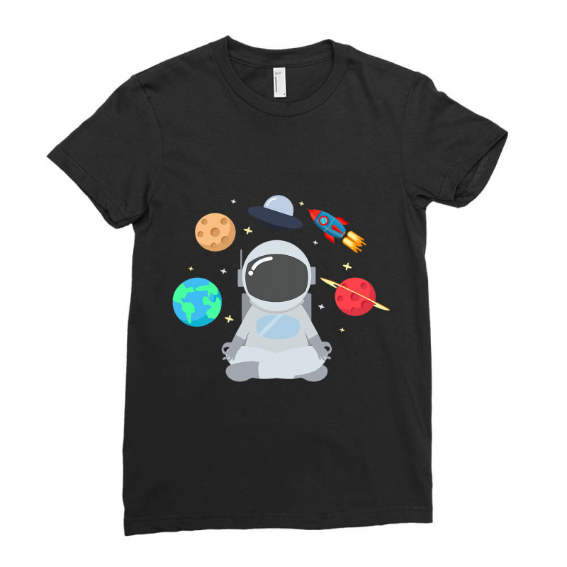 Astronaut Mediation In Space Featuring Moon Mars E Ladies Fitted T-Shirt by Vibrantora | Artistshot