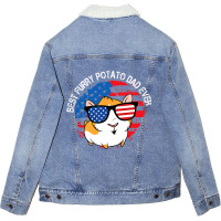 Best Furry Potato Dad Ever Funny Guinea Pig Domest Unisex Sherpa-lined Denim Jacket | Artistshot