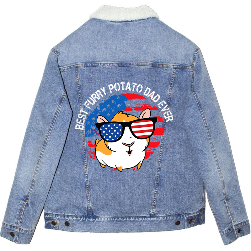 Best Furry Potato Dad Ever Funny Guinea Pig Domest Unisex Sherpa-lined Denim Jacket | Artistshot