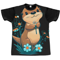 Baby Otter Flowers Otter Graphic T-shirt | Artistshot