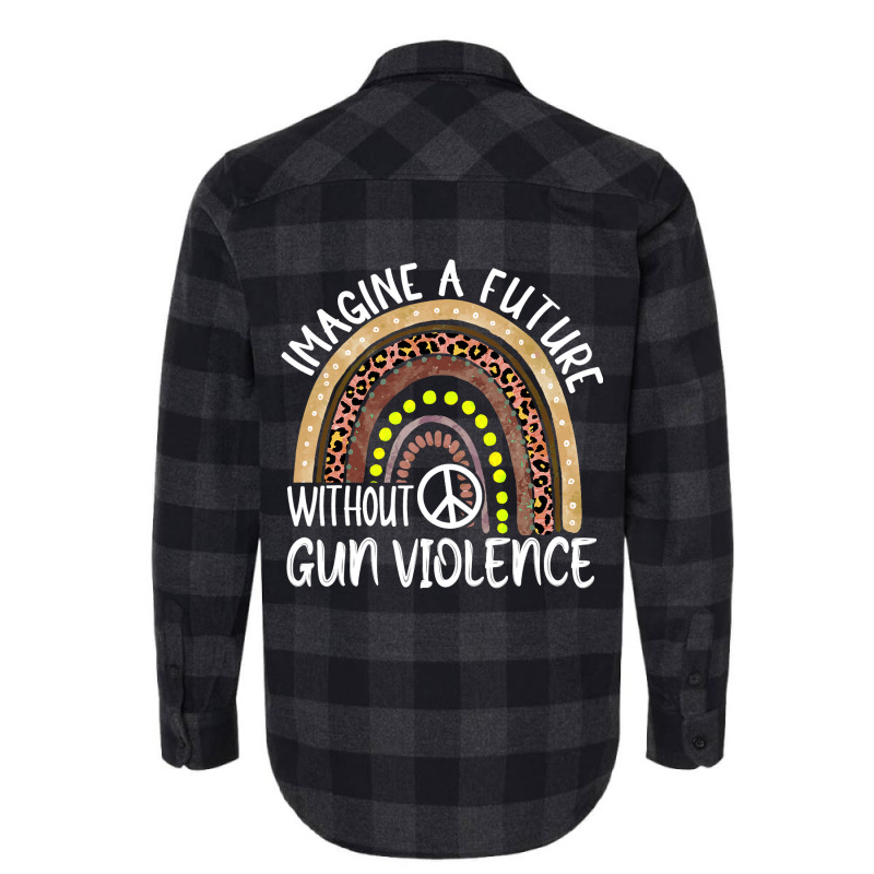 Boho Leopard Rainbow Imagine A Future Without Gun  Flannel Shirt | Artistshot