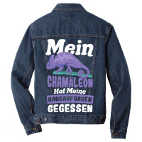 Chameleon Homework Saying Childrens Lizard Chamele Men Denim Jacket | Artistshot