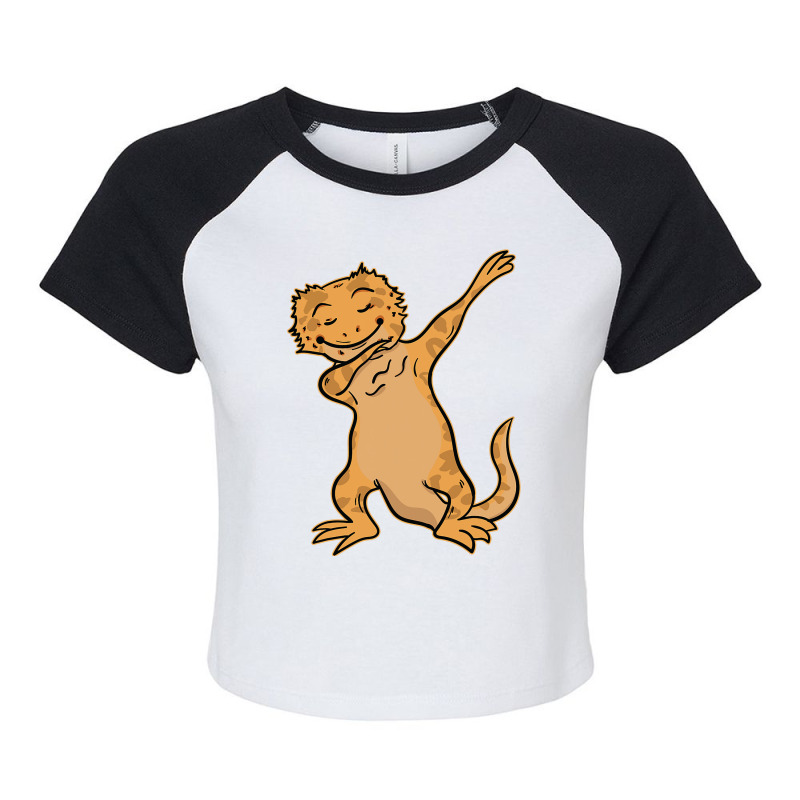 Bearded Dragon Agamid Lizard Dabbing Dance Raglan Crop Top by MasynPaulin | Artistshot