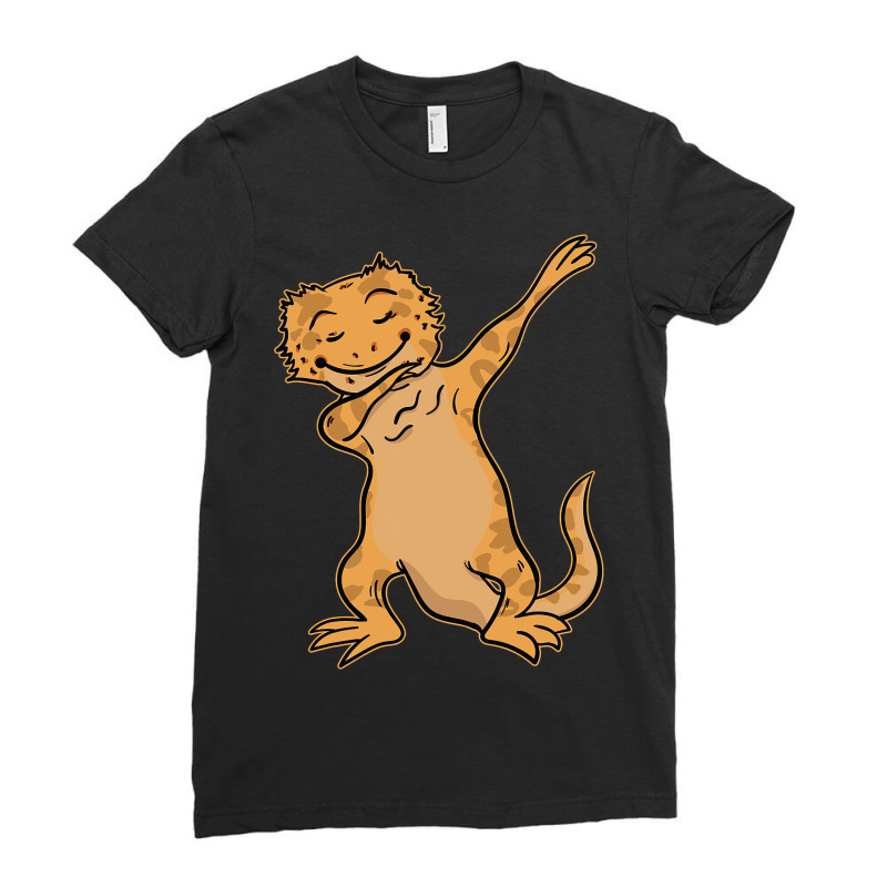 Bearded Dragon Agamid Lizard Dabbing Dance Ladies Fitted T-Shirt by MasynPaulin | Artistshot