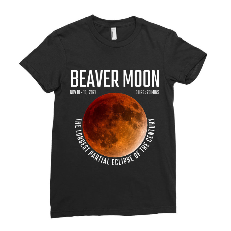 Beaver Moon The Longest Partial Lunar Eclipse Ladies Fitted T-Shirt by NariahPringle | Artistshot