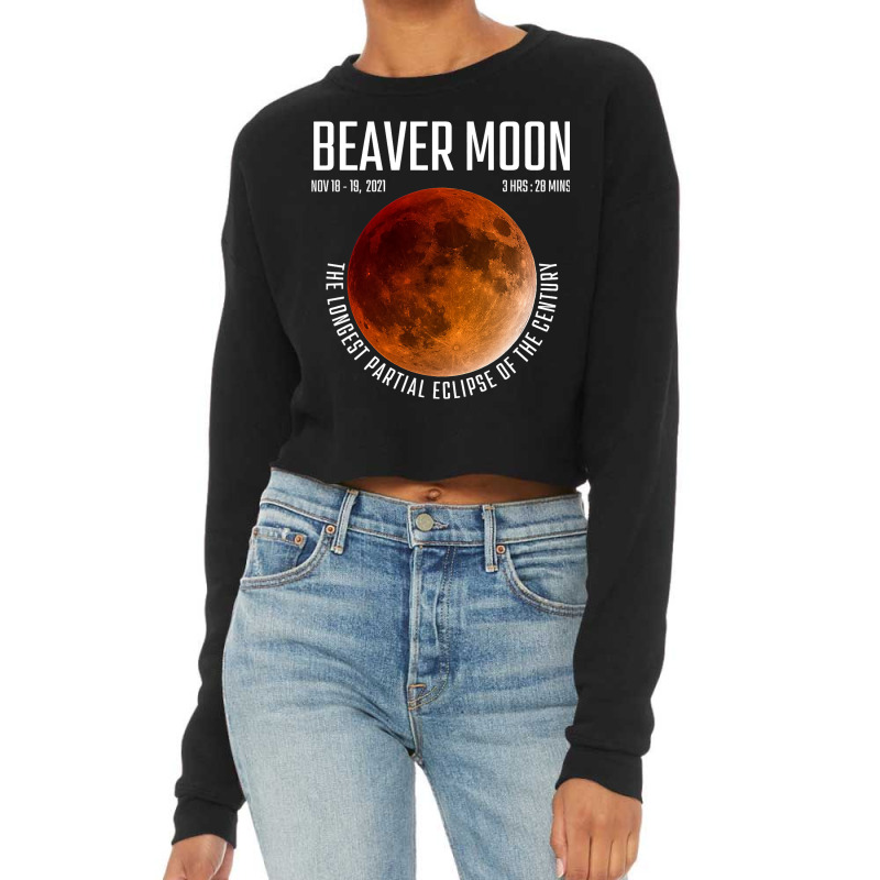 Beaver Moon The Longest Partial Lunar Eclipse Cropped Sweater by NariahPringle | Artistshot