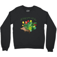 All Things Grow With Love Hedgehog Garden Cactus B Crewneck Sweatshirt | Artistshot