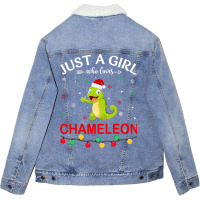 Chameleon Lovers Xmas Pajama Funny Ugly Christmas  Unisex Sherpa-lined Denim Jacket | Artistshot