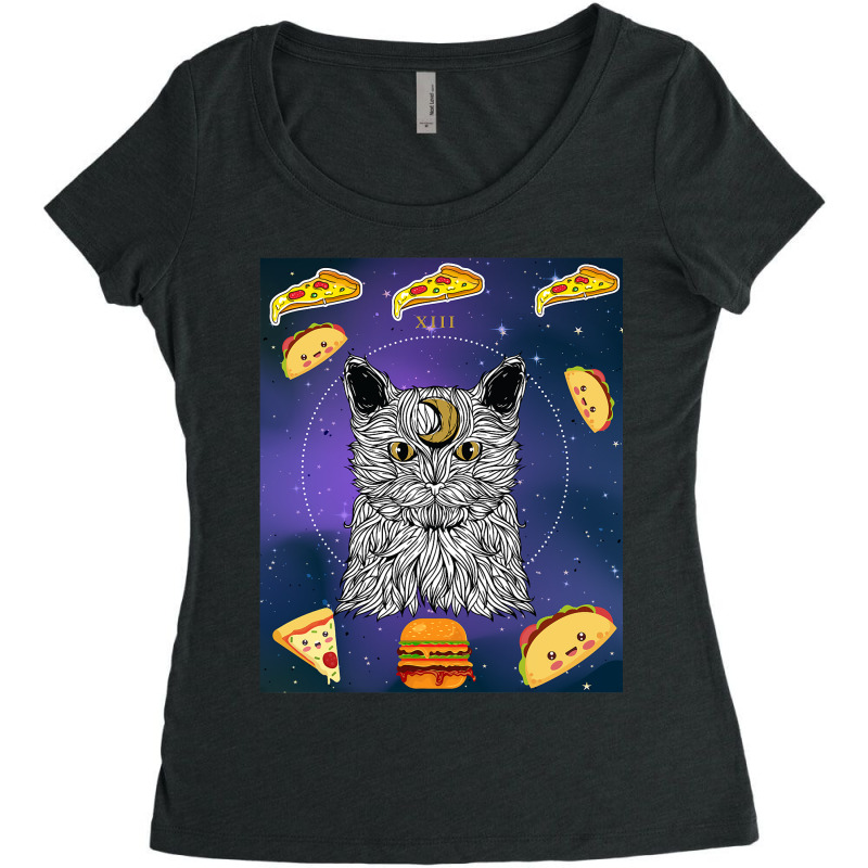 Astronaut Space Moon Cat Taco Pizza Burger Kitten  Women's Triblend Scoop T-shirt by BayleyMessnz | Artistshot