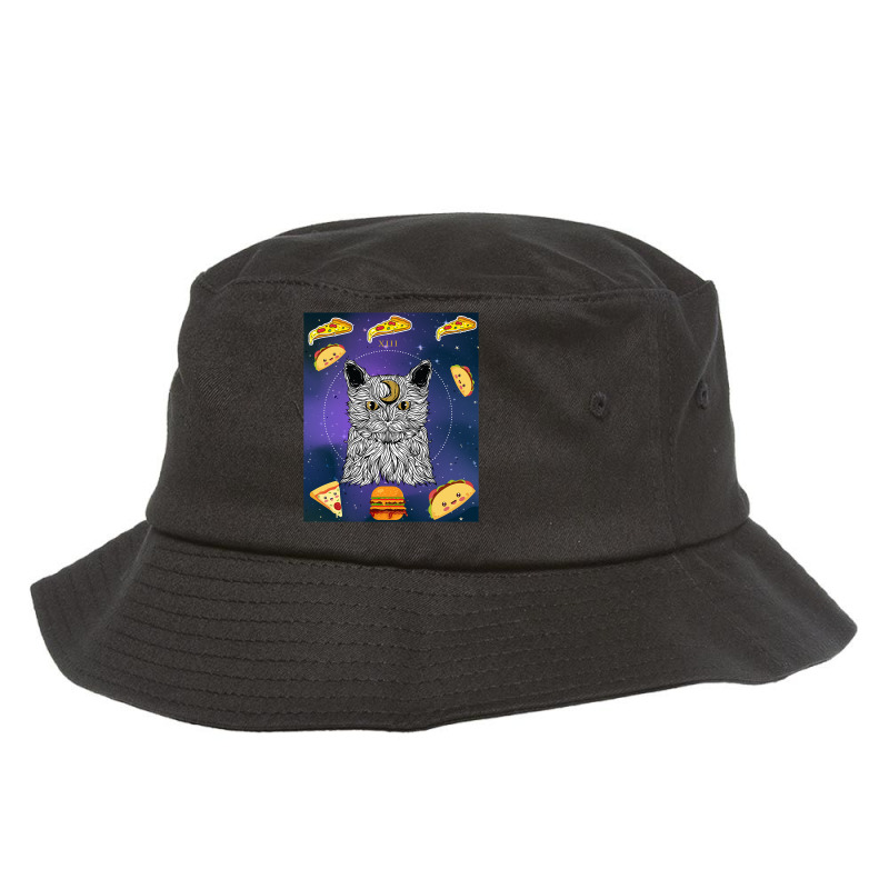 Astronaut Space Moon Cat Taco Pizza Burger Kitten  Bucket Hat by BayleyMessnz | Artistshot