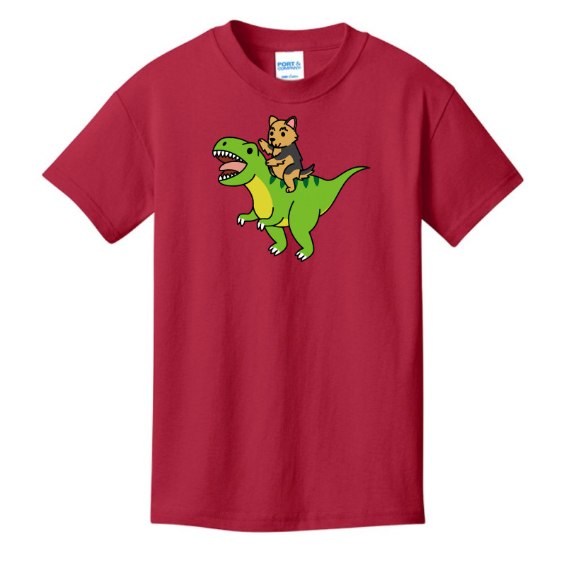 Yorkshire Terrier T  Shirt Yorkshire Terrier Riding T  Rex Dinosaur T Basic Youth T-shirt by heaneykole307 | Artistshot