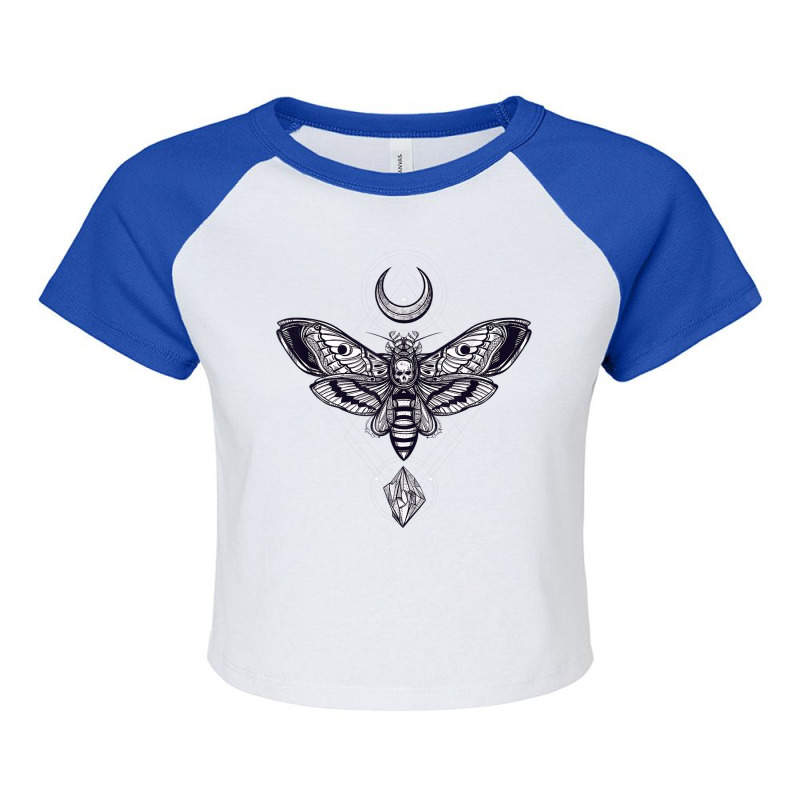 Crystal Moon And Death Mothmystic Pagan Skeleton Raglan Crop Top by ShelleyDoppelmayr | Artistshot